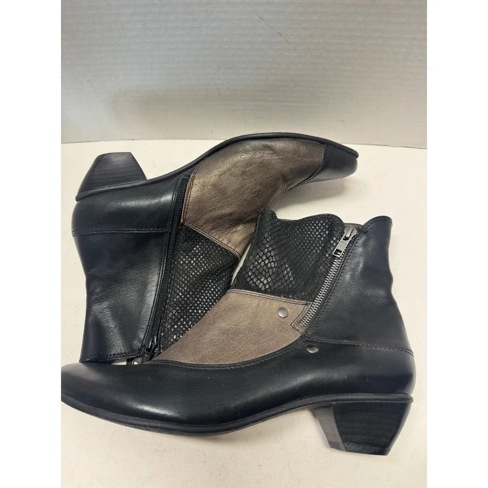 Fidji Black Metallic Bronze Leather Snakeskin Ankle Boots Portugal Size 41 10